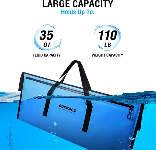 Miniatura 7 de Buffalo Gear Enfriador de pescado aislado – Bolsa para matar a prueba de fugas con 2 bolsas de hielo reutilizables – Cremallera impermeable portátil
