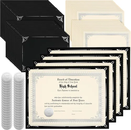 Miniatura 13 de Fainne 100 Sets Kit de Papel para Certificados de Una Cara con Borde de Lámina para Portadas de Certificados de 8.5 X 11, Sellos de Reconocimiento