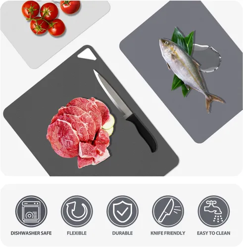 Miniatura 5 de WK Tablas de cortar de plástico flexibles para cocina, 6 piezas de alfombrillas de tabla de cortar, hojas finas para tabla de cortar, aptas