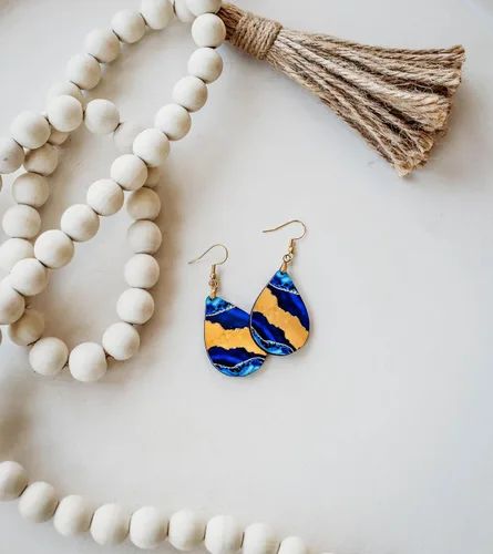 Miniatura 53 de Dangle Earrings for Women Colorful Dangling Drop Statement Jewelry Printed MDF Wood Teardrop Double Side Print Handmade by The Painted Pug