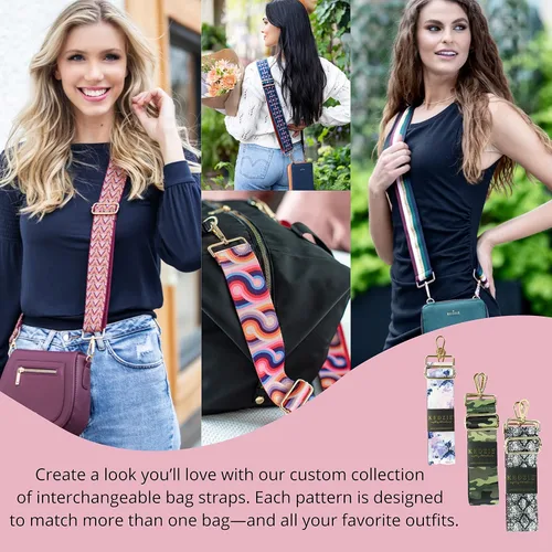 Miniatura 7 de Kedzie Interchangeable Classic Print Adjustable Length 55 Handbag Purse Strap Replacement 2-inch Wide Crossbody Strap
