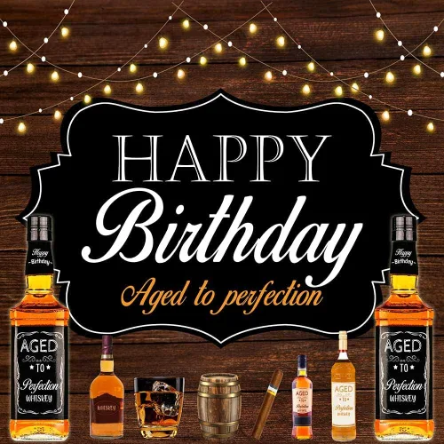 Miniatura 6 de Avezano Fondo de whisky de feliz cumpleaños de 5 x 3 pies para hombres mayores a la perfección, fondo de fiesta de cumpleaños vintage con temática