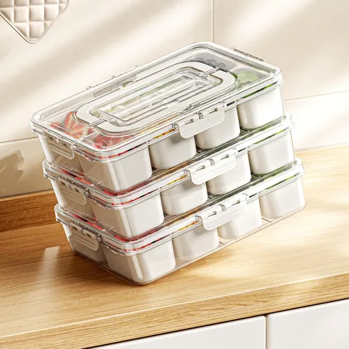 Miniatura 5 de Bandeja dividida para servir con tapa y asa, contenedor de charcutería, caja organizadora de almacenamiento portátil con tenedores y cucharas