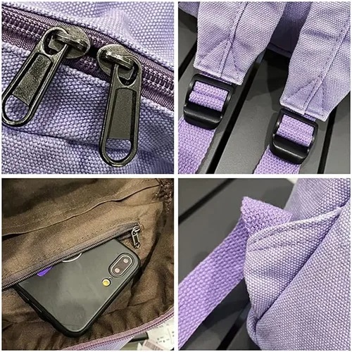 Miniatura 6 de Mini mochila para mujeres y hombres, pequeña bolsa de lona estética, mochila de trabajo, mochila linda, bolso casual, Blanco, Mochilas Daypack
