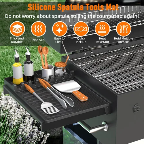 Miniatura 2 de Alfombrilla de parrilla de silicona compatible con Blackstone, herramientas de plancha de silicona con almohadilla para goteo, alfombrilla