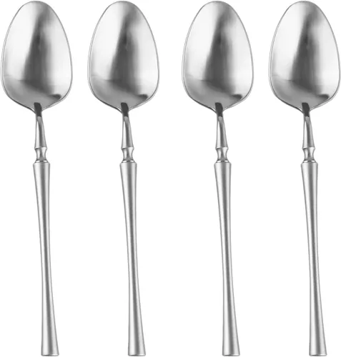 Miniatura 8 de Juego de 6 tenedores de postre de plata mate de 7.08 pulgadas de acero inoxidable con acabado satinado
