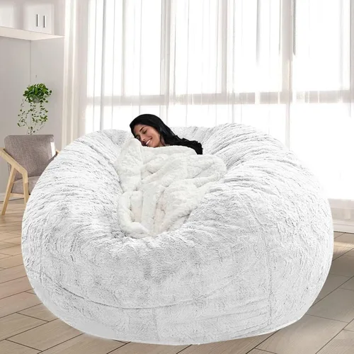 Miniatura 45 de Puf para adultos y niños sin relleno, sofá perezoso suave y redondo, funda de sofá de puf clásico, saco de amor para dormitorio, silla de lectura