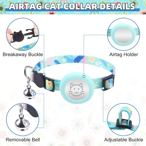 Miniatura 3 de KOOLTAIL Breakaway - Collar de gato con soporte para etiqueta de aire y campanas, collares reflectantes para gatitos, collares de gatitos lindos