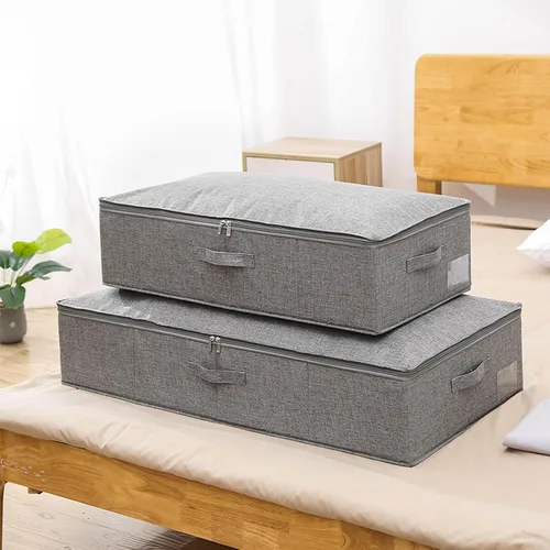 Miniatura 8 de Bolsas de almacenamiento de ropa transpirables plegables para debajo de la cama, caja de almacenamiento para ropa de cama de edredón, colchas
