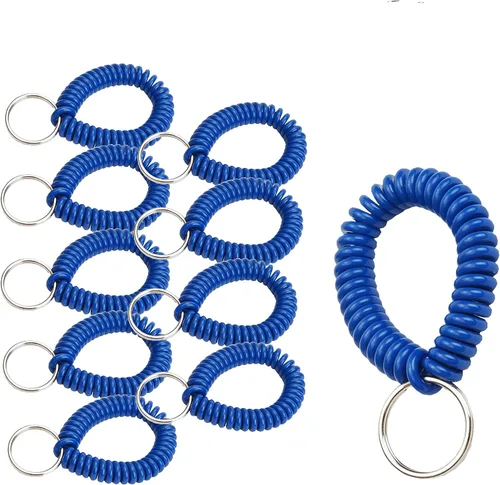Miniatura 37 de Lucky Line - Resorte de muñeca en espiral de 2 pulgadas de diámetro con llavero de acero, multicolor, pulsera flexible para muñeca, se estira hasta