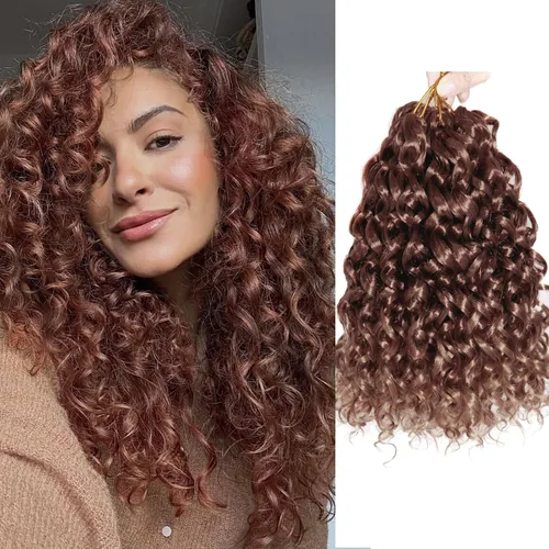 Miniatura 66 de GoGo Curl Crochet Hair 18 pulgadas onda de agua pelo sintético bohemio ganchillo trenzado jengibre onda profunda extensiones de cabello trenzado