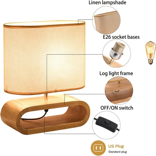 Miniatura 3 de Lámpara de Mesa, Lámpara de Mesita de Noche Tradicional, Lámpara de Escritorio, Lámpara Geométrica con Sombra para Sala de Estar, Dormitorio