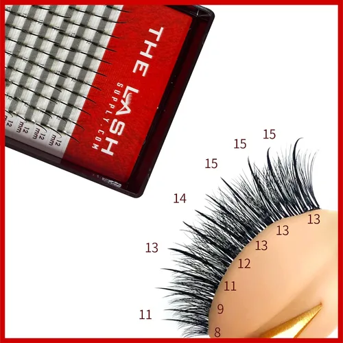 Miniatura 3 de THE LASH SUPPLY Spikes - Extensiones de pestañas profesionales, rizo C/D, 0.39-0.71 pulgadas de longitud, 0.07 de grosor, 16 líneas de pestañas
