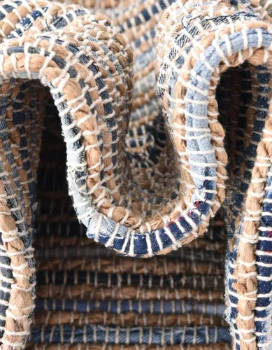 Miniatura 7 de Unique Loom Chindi Jute Collection - Alfombra cuadrada de 7 pies y 1 pulgada, color azul marino