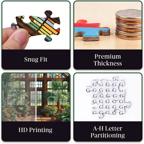 Miniatura 5 de Rompecabezas para adultos de 1000 piezas, rompecabezas de invernadero de vidrieras con arte en papel, divertido y difícil rompecabezas de flores