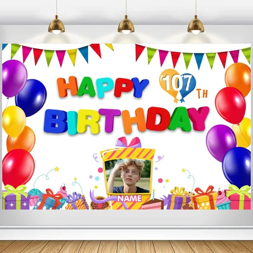 Miniatura 8 de Cartel personalizado de decoración de cumpleaños número 107 con temática de castillo y princesa, pancarta de tela personalizada para suministros