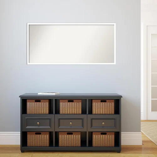 Miniatura 914 de Amanti Art Espejo de baño blanco para sobre el fregadero, 32 x 45 pulgadas, espejo de tocador rectangular blanco esbelto, marco de madera moderno