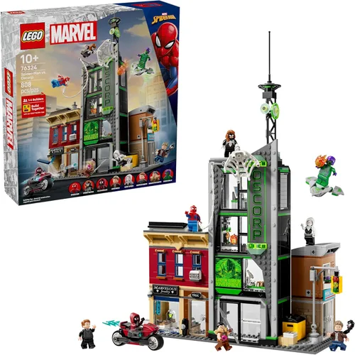 LEGO Marvel Spider-Man vs. Oscorp Juego de Construcción de Juguete - Set de Juego de Simulación con 8 Minifiguras de Juguete para Niños y Niñas,