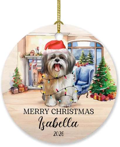 Miniatura 26 de Adorno personalizado de caniche negro, regalo para perro, mamá, perro, papá, adorno de Navidad único de perro caniche negro 2025, adorno de caniche