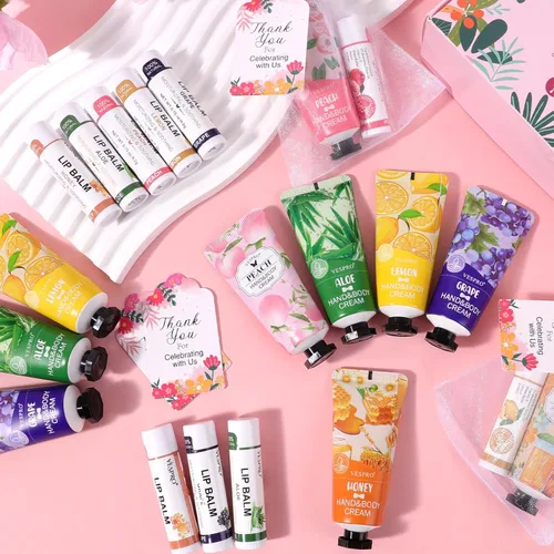 Miniatura 7 de VESPRO Paquete de 10 juegos de crema de manos y bálsamo labial a granel, regalos del día de la madre para mamá, regalos de agradecimiento al