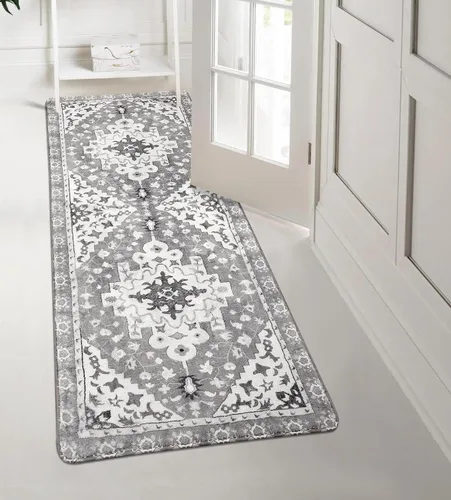 Miniatura 25 de Uphome Alfombra de baño vintage, azul, bohemio, antideslizante, oriental, suave, lavable a máquina, lindas alfombras de baño tribales florales