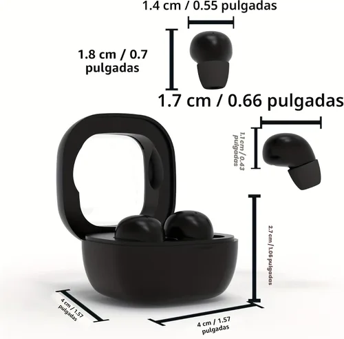 Auriculares Mini para Trabajo y Sueño, Pequeños Auriculares Bluetooth 5.3, 24 Horas Total de Vida de Batería