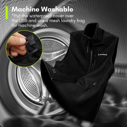 Miniatura 7 de Extremus Buckwell Chaleco calefactado chaleco eléctrico unisex con material de calentamiento rápido y calidez duradera Negro