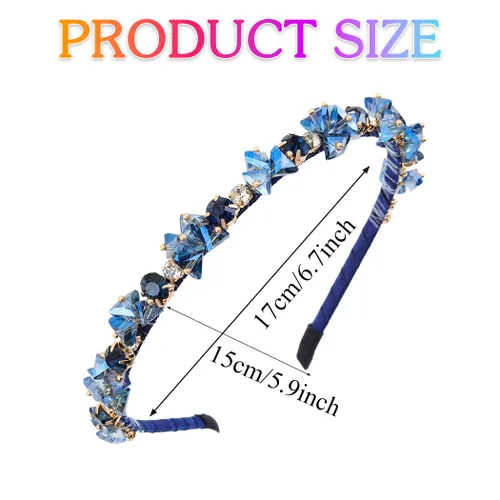 Miniatura 3 de Urieo Diadema de cristal con gemas azules, accesorio para el cabello de diamantes de imitación para mujer
