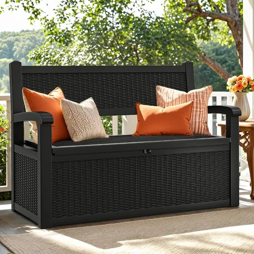 Miniatura 60 de YITAHOME Caja grande de resina de 100 galones, cajas de almacenamiento al aire libre para muebles de patio, cojines de exterior, herramientas