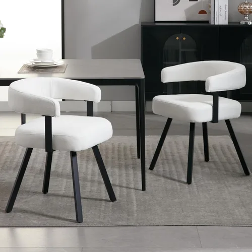 Miniatura 18 de DUOMAY Juego de 2 sillas de comedor de piel sintética, sillas de cocina curvadas con respaldo abierto con patas de metal, modernas sillas laterales