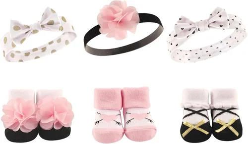Miniatura 92 de Hudson Baby Conjunto de regalo de diadema y calcetines para niña Flor azul marino rosa