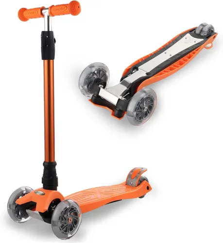 Miniatura 8 de Patinete de 3 ruedas para niños de 6 a 12 años, patinete infantil con ruedas iluminadas, diseño de cubierta resistente y 4 alturas ajustables, Rosa