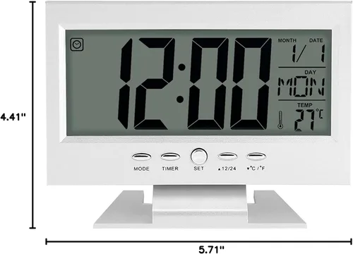 Miniatura 8 de Reloj digital, relojes para dormitorios, reloj digital de temperatura, cargador USB con sensor de sonido digital LCD, reloj despertador