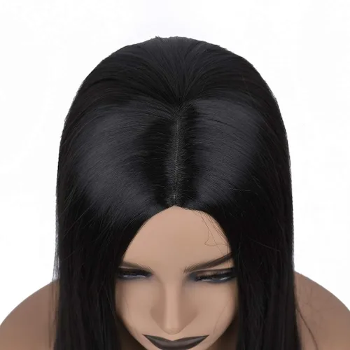 Miniatura 5 de YunYan Peluca negra para mujer, peluca larga y recta de color natural, peluca sintética resistente al calor, densidad del 150%, 26 pulgadas
