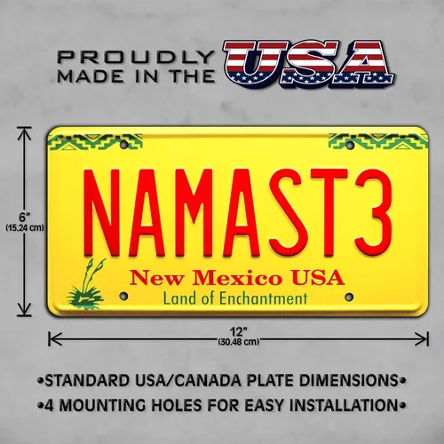 Miniatura 3 de Howard Hamlin Namaste Placa de matrícula estampada de metal