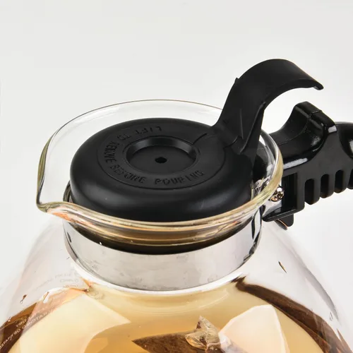 Miniatura 4 de Hervidor de té silbante de vidrio de borosilicato, capacidad de 12 tazas/48 onzas, sin BPA, para gas, electricidad y gamas de vidrio