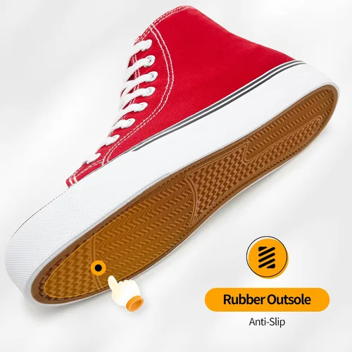 Miniatura 4 de Tenis de lona de caña alta con cordones para mujer, estilo informal, ideales para caminar
