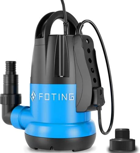 Miniatura 9 de FOTING Bomba de sumidero 1HP Bomba de agua sumergible limpia/sucia, 4600 GPH, bomba de agua termoplástica eléctrica de transferencia portátil