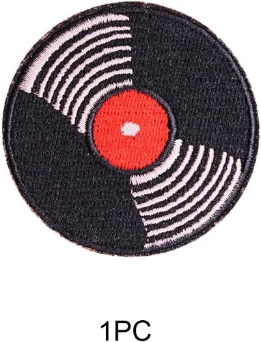 Miniatura 6 de U-Sky Parches bordados para coser o planchar Discos de vinilo y auriculares Diseño temático musical Retro amantes de la música DJs entusiastas