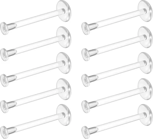 Miniatura 10 de Bioflex - Aretes transparentes para deportes, trabajo, escuela, cirugía, resonancia magnética – Piercing transparente para orejas, cartílago, hélix