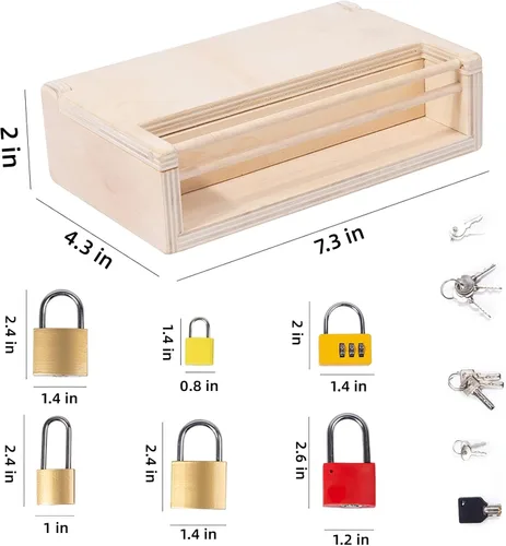 Miniatura 5 de Montessori - Juego de juguetes de cerradura y llave para niños, juguetes educativos con cerraduras y llaves, materiales Montessori para educación
