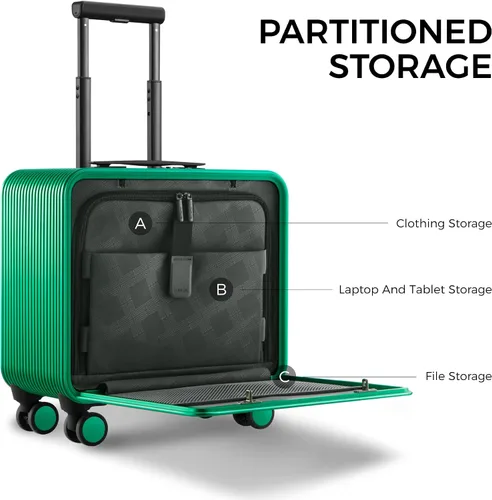 Miniatura 2 de TUPLUS QUICK Maleta rígida de aluminio con ruedas dobles giratorias, equipaje de mano de 16 pulgadas, silencioso, maleta con bloqueo TSA, Verde