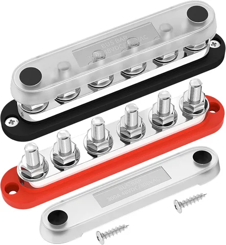 DaierTek - Barra colectora de 300A 12V marina, bloque de distribución de potencia con cubierta, 6 pernos de 3/8" (M10), máximo 300V CA, 48V CC,