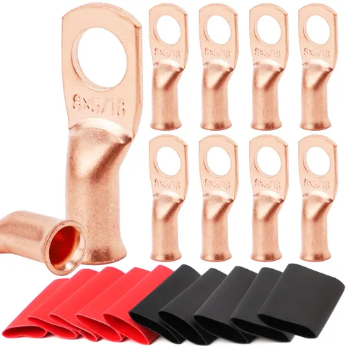 Miniatura 38 de TKDMR - Kit de 264 piezas de extremos de cable de batería, 132 piezas de terminales de anillo de lengüetas de cable de cobre resistentes AWG 8 6 4 2