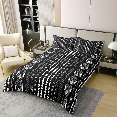 Miniatura 2 de Erosebridal Bohemian 100% Natural Cotton Duvet Cover Twin Country Southwestern Bedding Set Boho Aztec Arrows Diamond Comforter Cover Black Gray