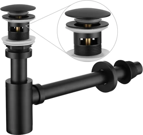 Juego completo de tapones para lavabo de baño, trampa en forma de P, ajustable, 1-1/4, tubo de drenaje de latón macizo, trampa para botellas con