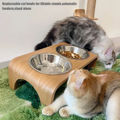 Miniatura 7 de Cuencos de acero inoxidable para gatos, cuencos de comida poco profundos para gatos, plato pequeño de metal para mascotas para gatitos y gatos