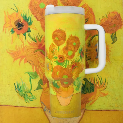 Miniatura 2 de Jormungand Vaso de 40 onzas con asa y pajita, botella de agua de acero inoxidable aislada al vacío para bebidas calientes o frías, taza de café