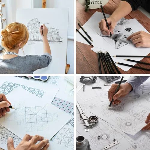 Miniatura 9 de Lápices de dibujo Juego de 14 lápices de dibujo (B - 12B) para dibujar, sombrear y garabatear Lápices de dibujo profesionales de grafito
