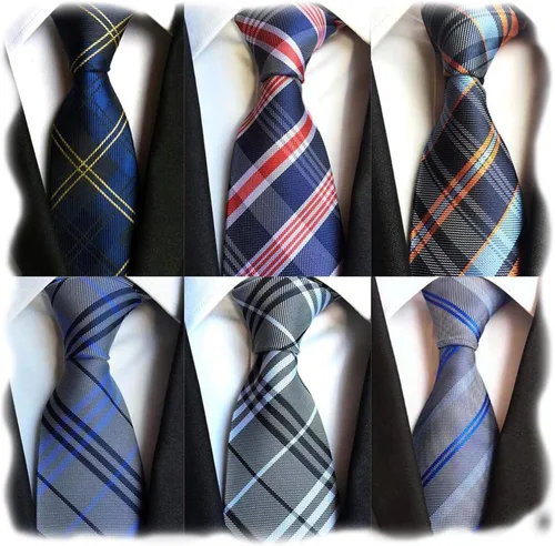 Miniatura 25 de WeiShang Lote de 6 corbatas clásicas de seda para hombre, corbatas tejidas jacquard